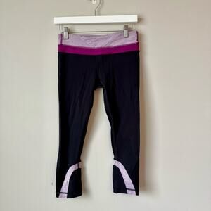 Lululemon | Run Inspire Crop II Black with Purple Stripes